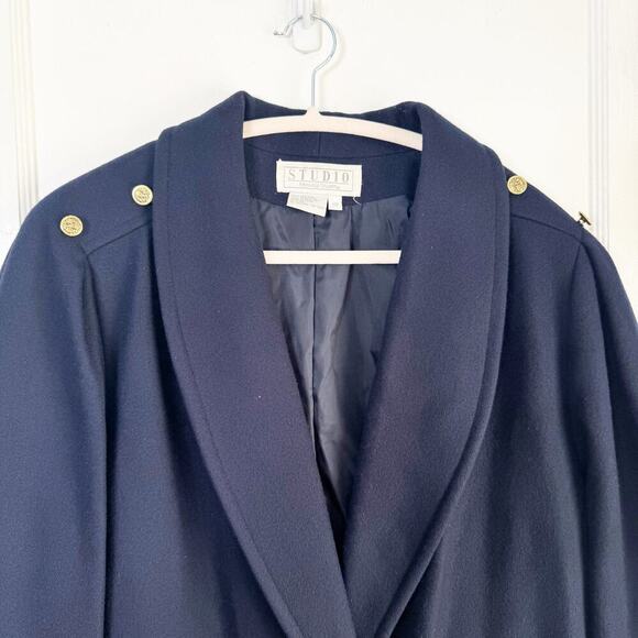 VTG STUDIO Michelle Stuart Wool Blend Sailor Style Peacoat Long Length Size 10 - Picture 2 of 16